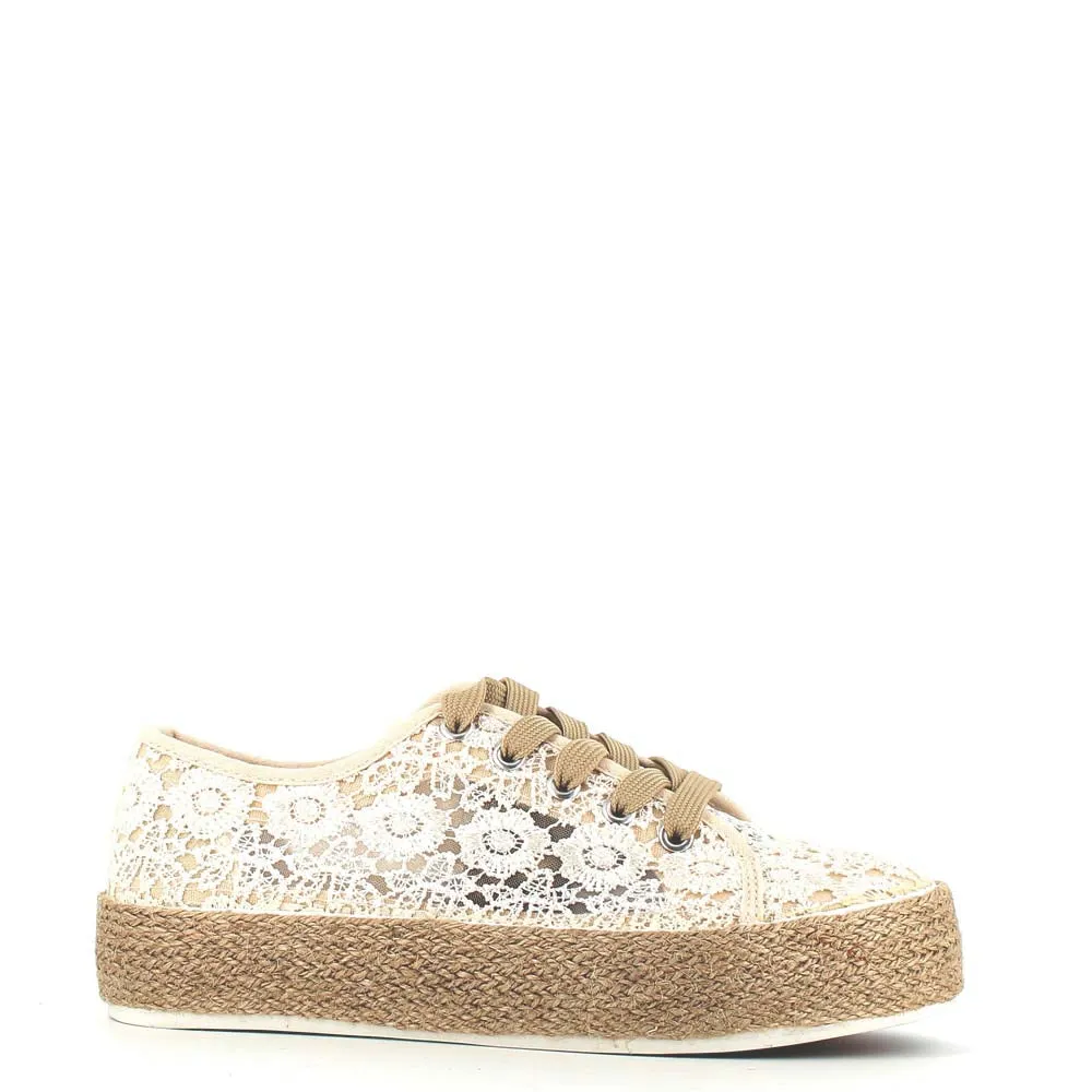 Cinders Edit Embroidered Trainer Beige