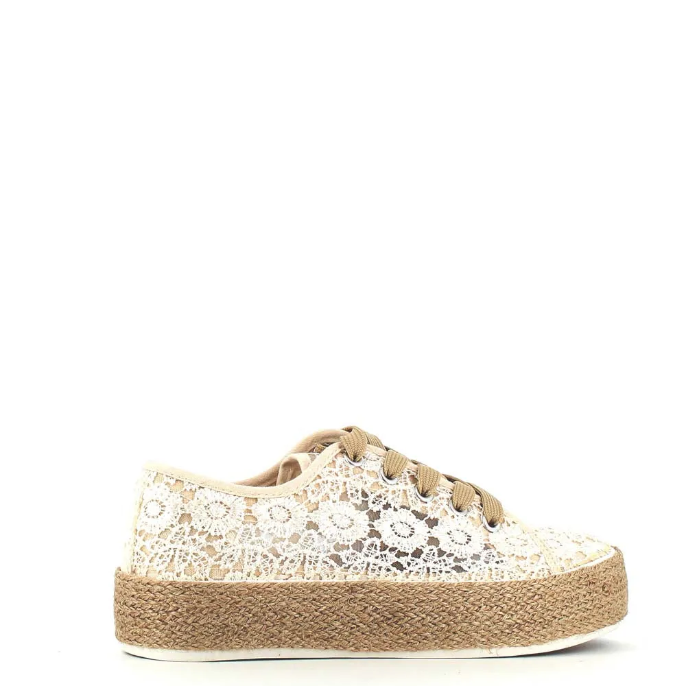 Cinders Edit Embroidered Trainer Beige