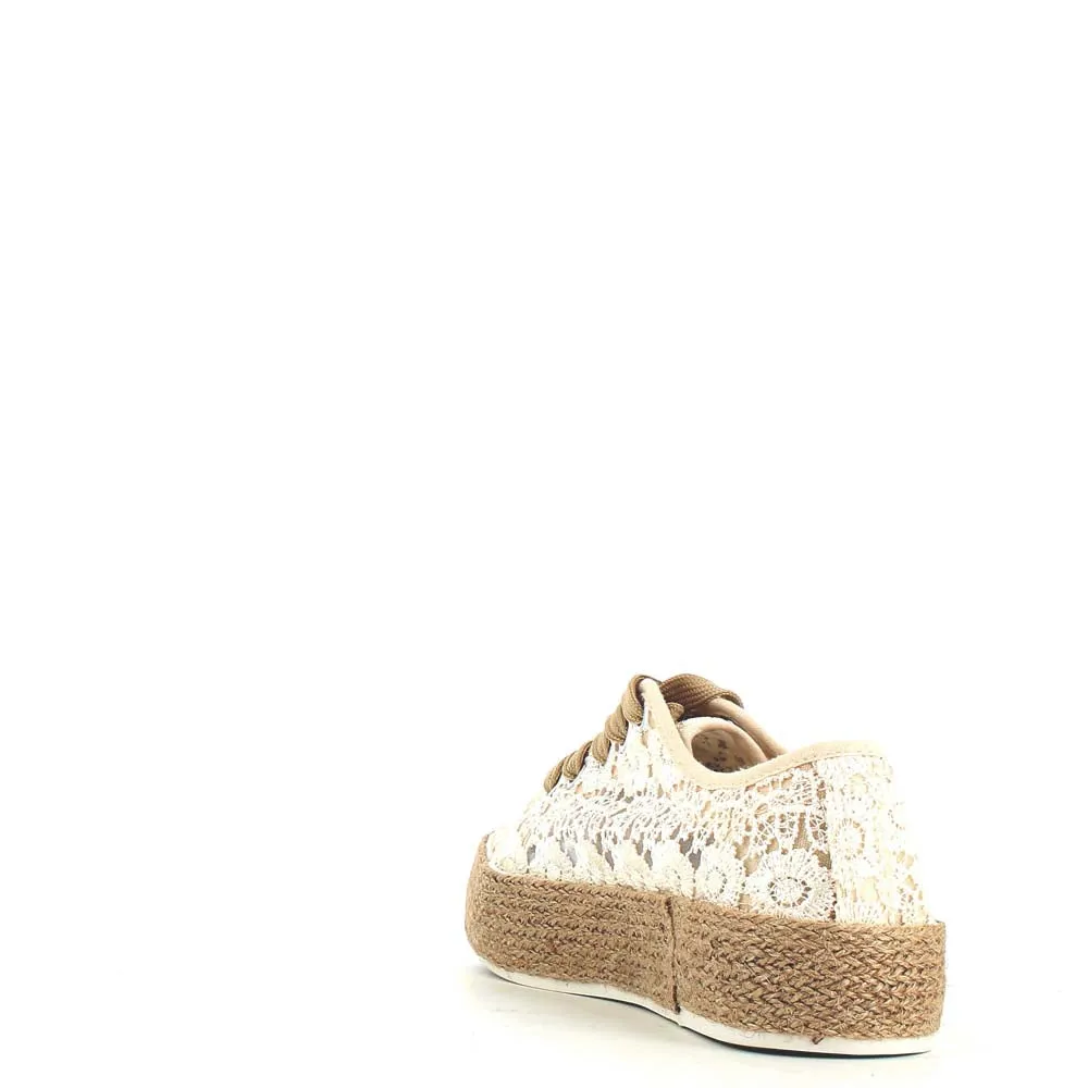Cinders Edit Embroidered Trainer Beige