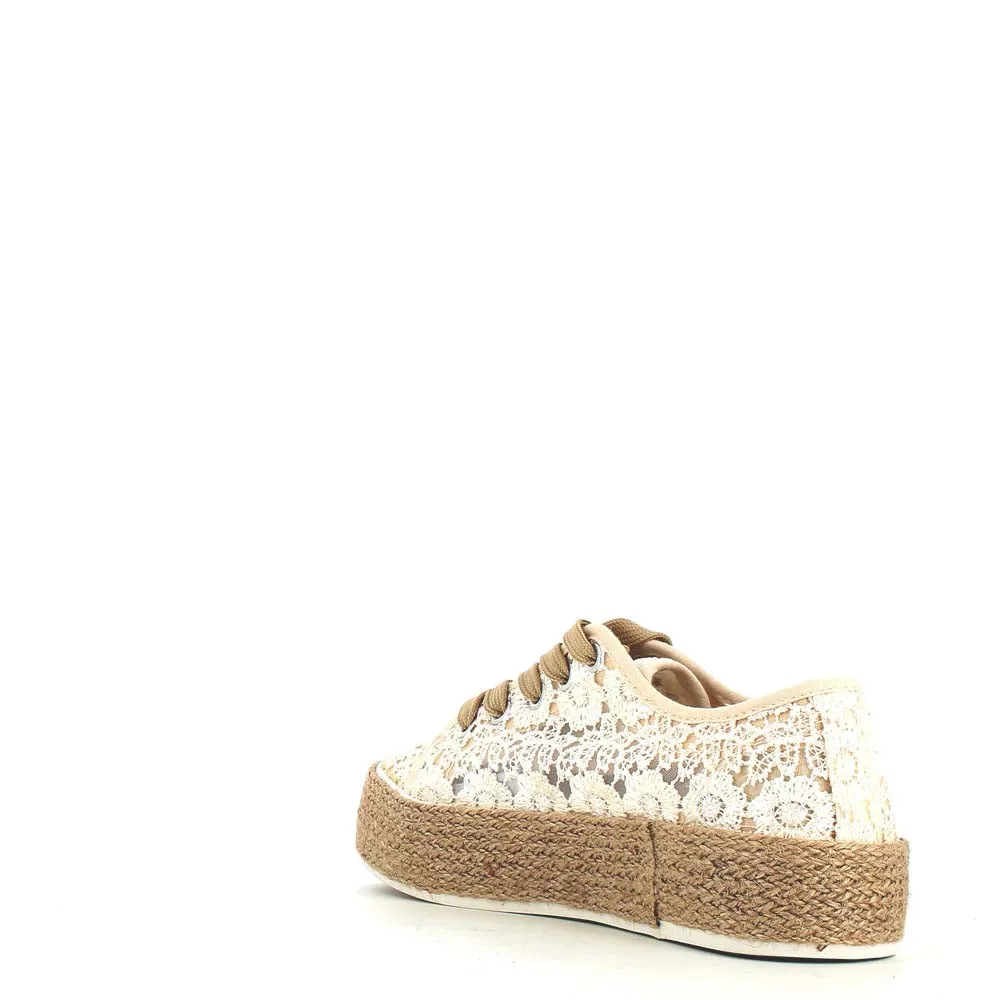 Cinders Edit Embroidered Trainer Beige