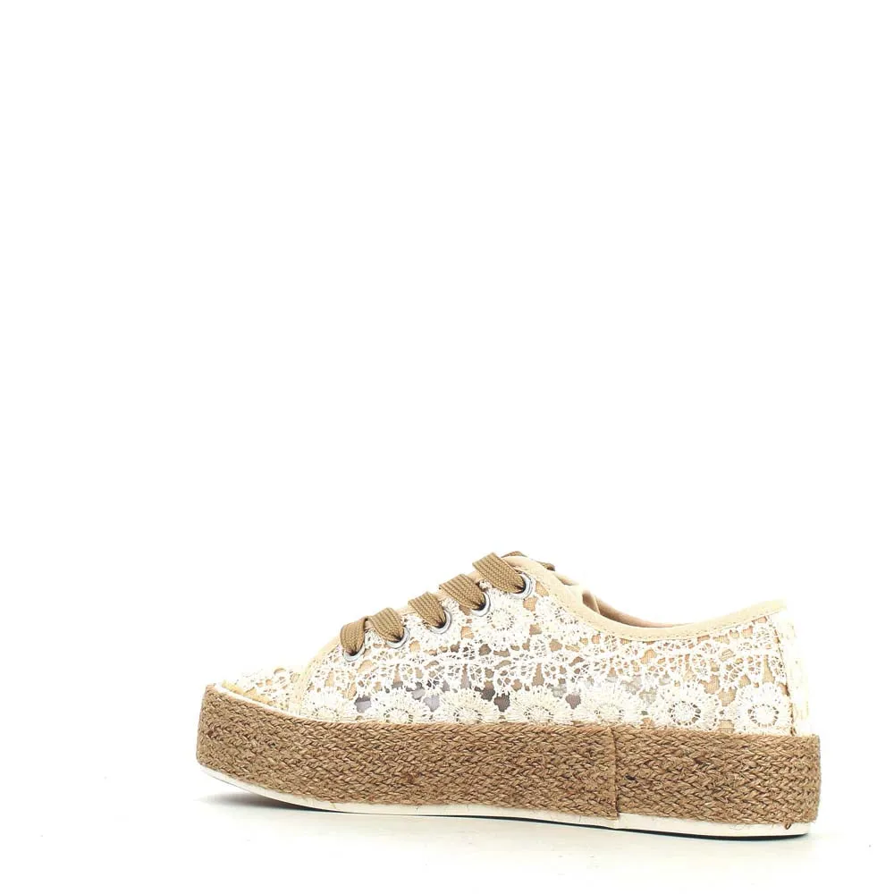 Cinders Edit Embroidered Trainer Beige