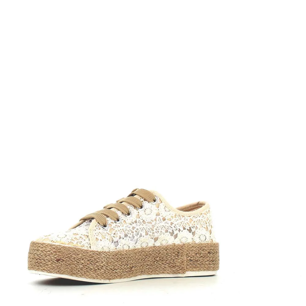 Cinders Edit Embroidered Trainer Beige