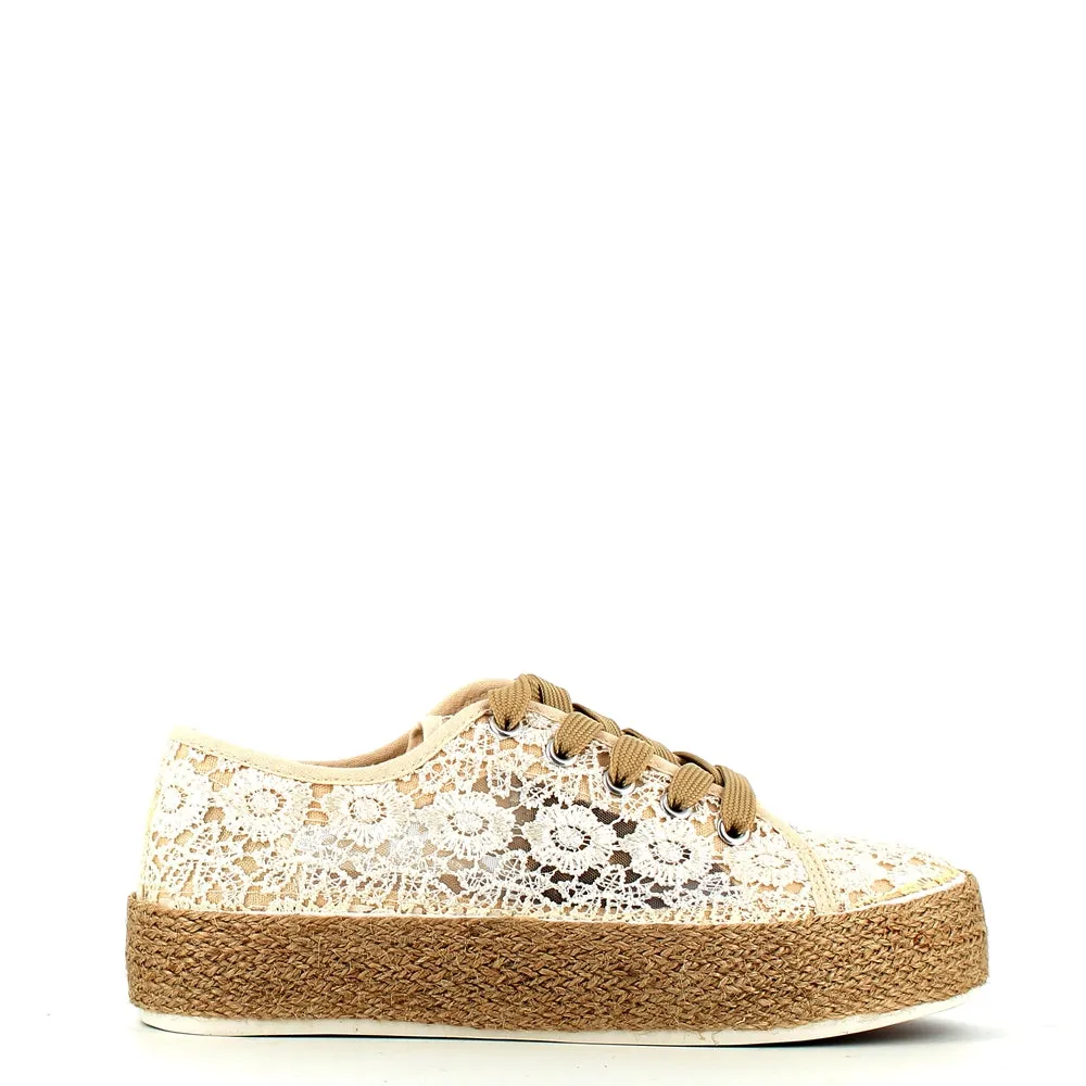 Cinders Edit Embroidered Trainer Beige