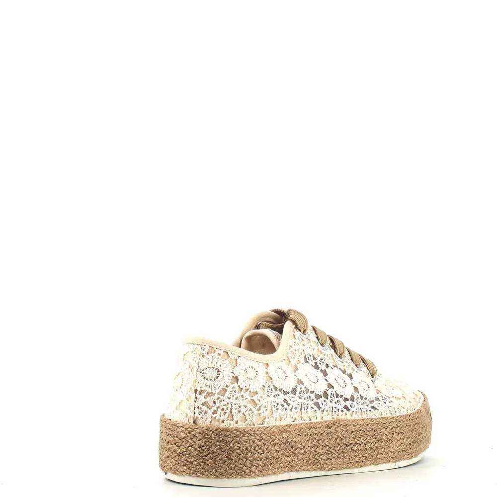 Cinders Edit Embroidered Trainer Beige