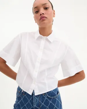 Claire Cropped Shirt - White