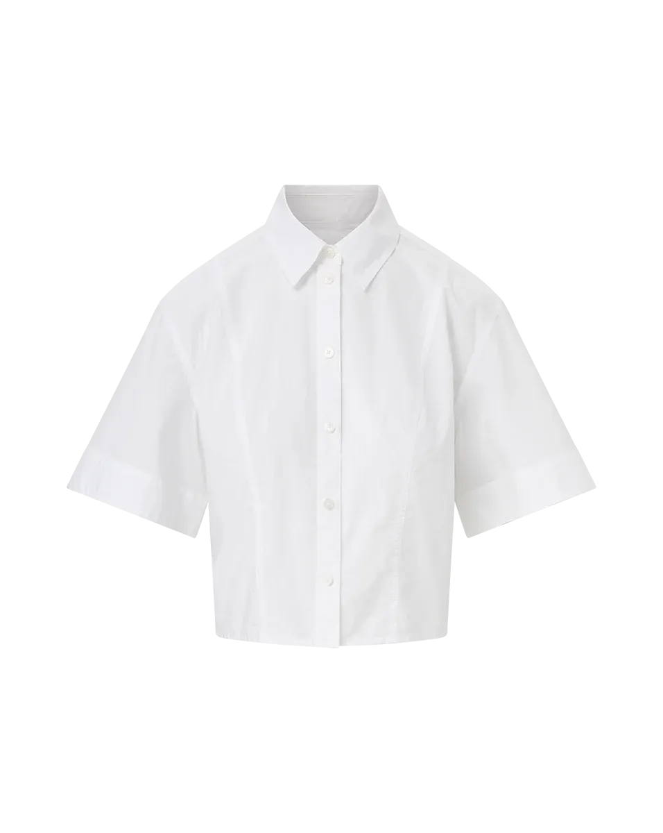 Claire Cropped Shirt - White