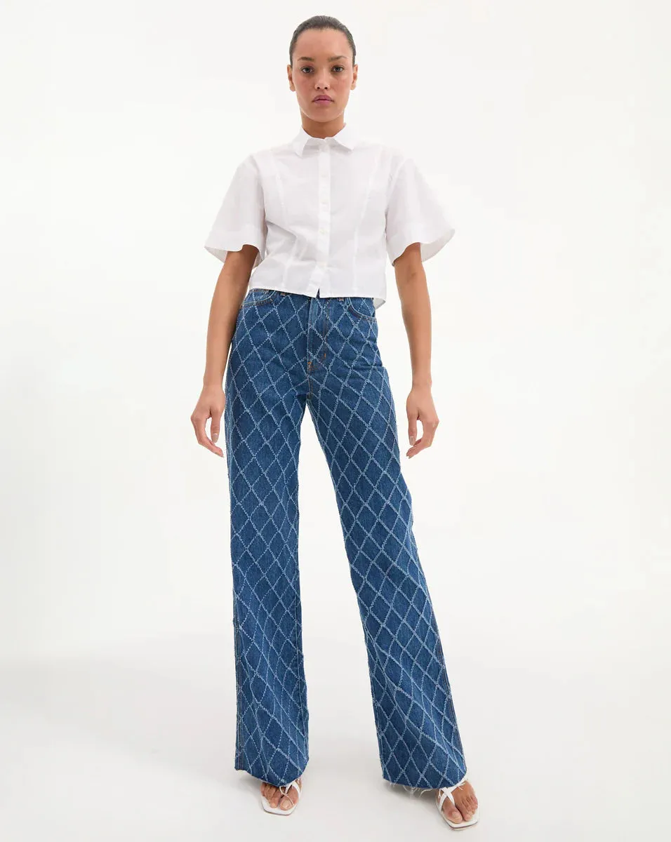 Claire Cropped Shirt - White