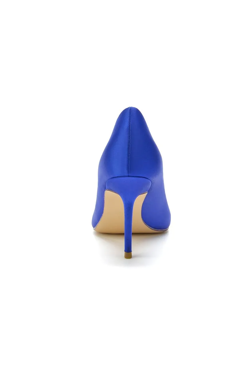 Cocktail Pointed Toe Crystal Satin High Heels