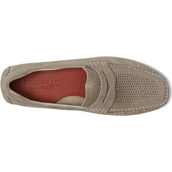 Cole Haan Mens Grand Laser Penny Driver Loafer Sesame Suede/Dune C37302