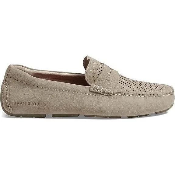 Cole Haan Mens Grand Laser Penny Driver Loafer Sesame Suede/Dune C37302