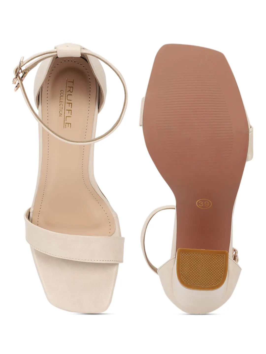 Cream PU Stylish Buckle Block Sandals (TC-RAH29-CRMPU)
