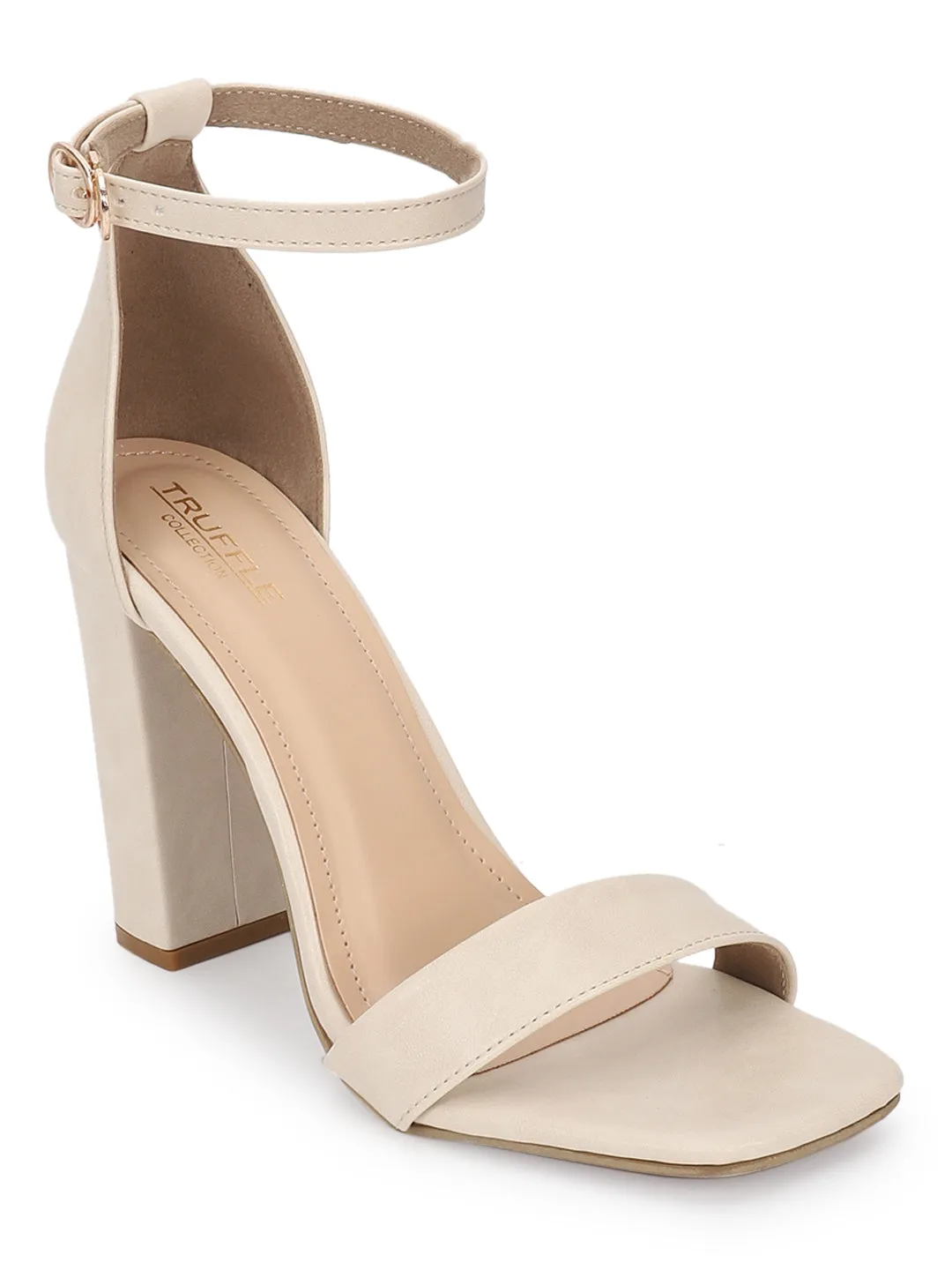 Cream PU Stylish Buckle Block Sandals (TC-RAH29-CRMPU)