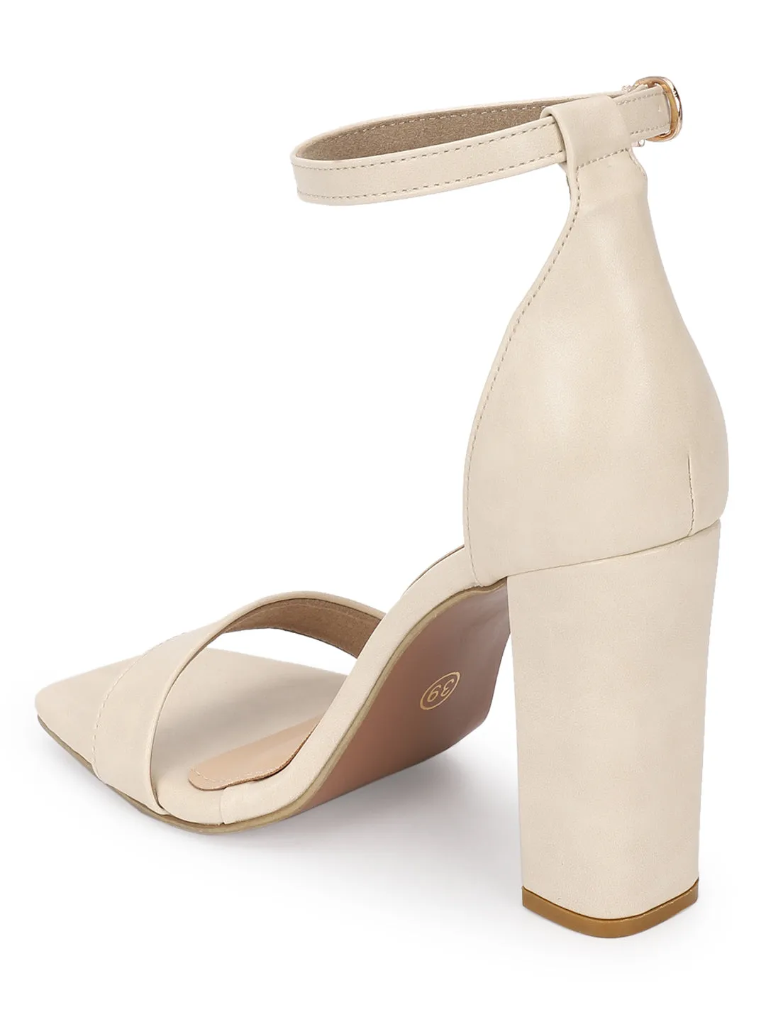 Cream PU Stylish Buckle Block Sandals (TC-RAH29-CRMPU)
