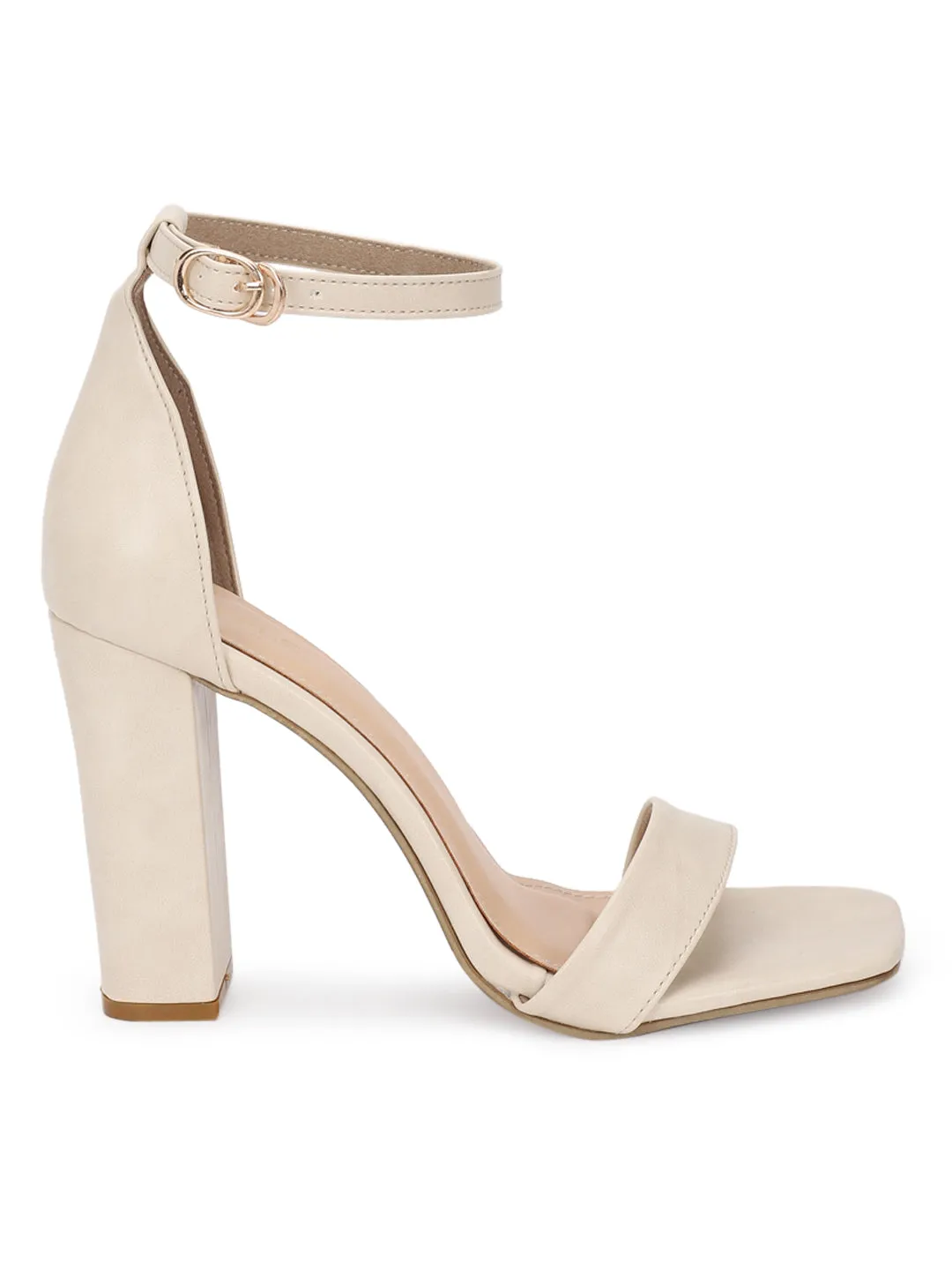 Cream PU Stylish Buckle Block Sandals (TC-RAH29-CRMPU)