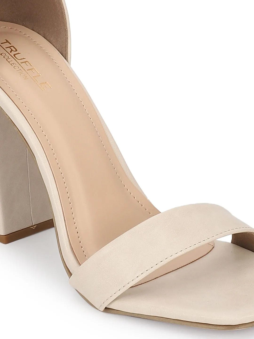 Cream PU Stylish Buckle Block Sandals (TC-RAH29-CRMPU)