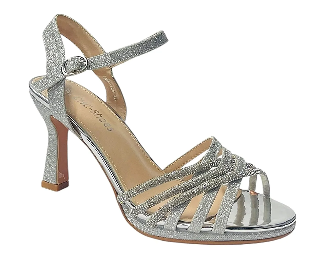 Crossover Rhinestone Glitter Strap Open Toe Shoes