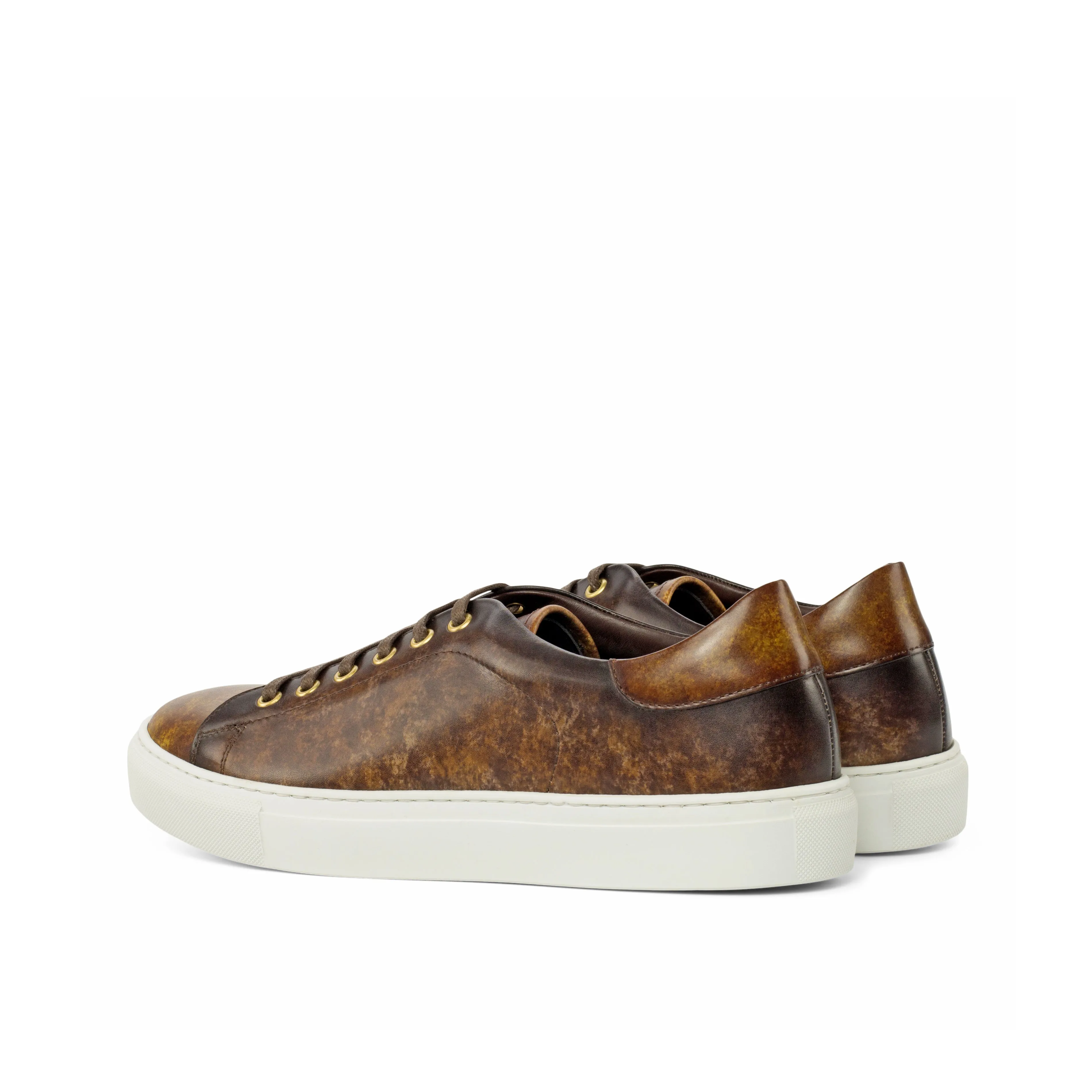 DapperFam Rivale in Brown Men's Hand-Painted Italian Leather Trainer