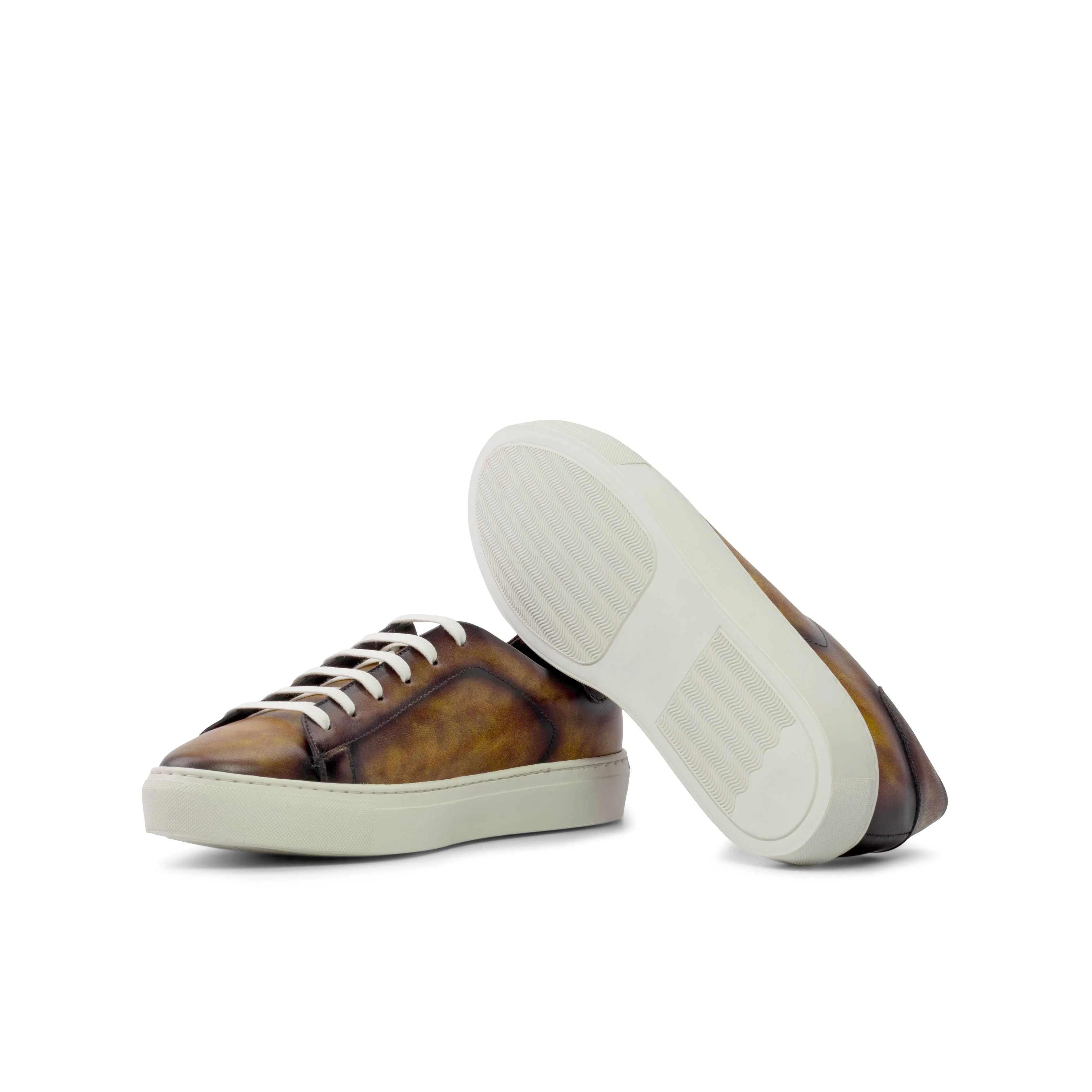 DapperFam Rivale in Fire Men's Hand-Painted Patina Trainer