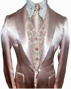 DeRegnaucourt Light Pink Satin Girls Daycoat, Vest, Shirt, and Tie Set