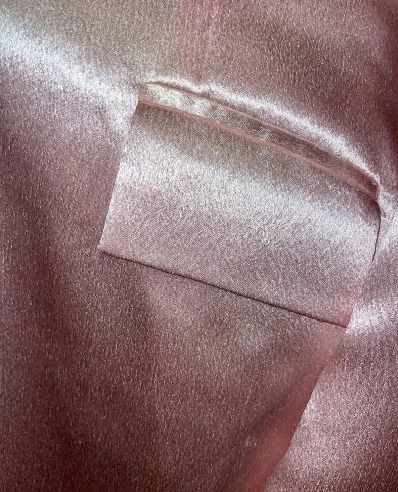 DeRegnaucourt Light Pink Satin Girls Daycoat, Vest, Shirt, and Tie Set