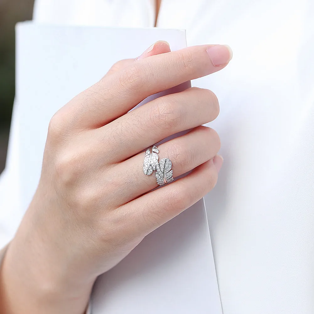 Diamond Feather Wrap Ring
