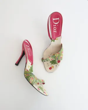 Dior Pink & Green Paisley Heels