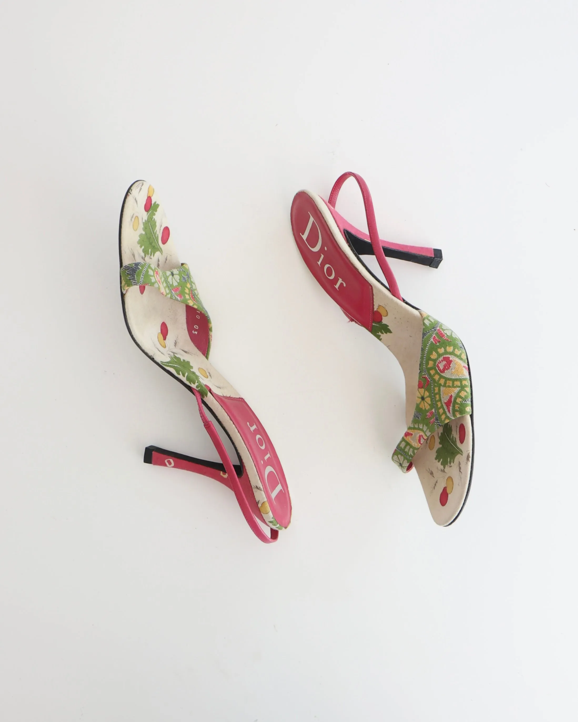 Dior Pink & Green Paisley Heels