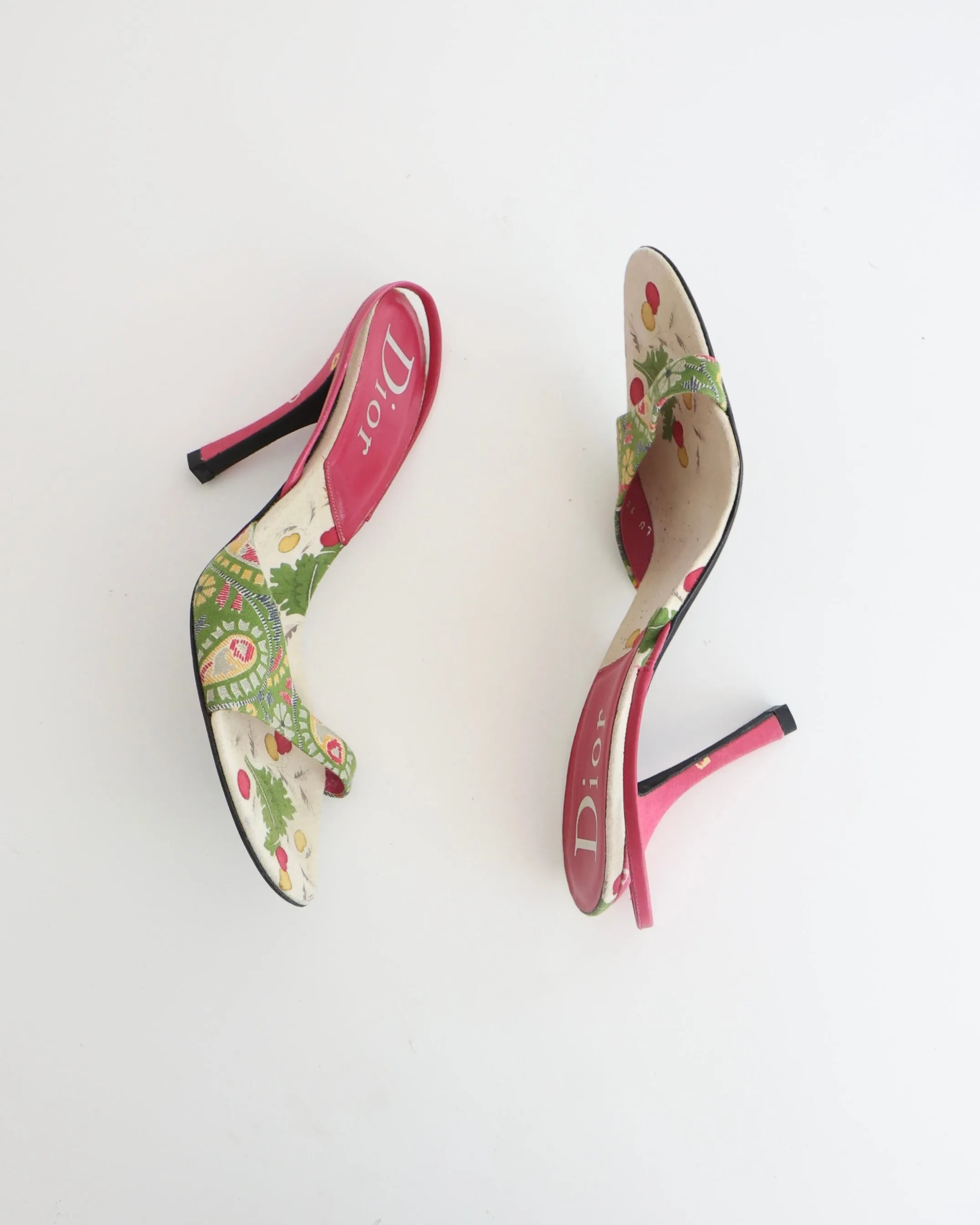 Dior Pink & Green Paisley Heels