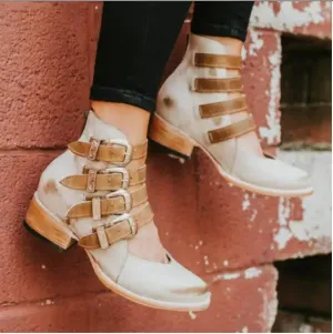 Dixie™ | Chic Vintage Leather Heels Featuring a Stylish Buckle