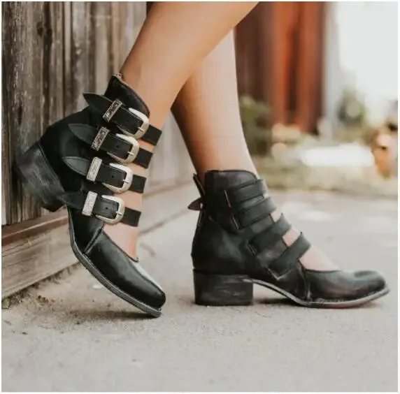 Dixie™ | Chic Vintage Leather Heels Featuring a Stylish Buckle