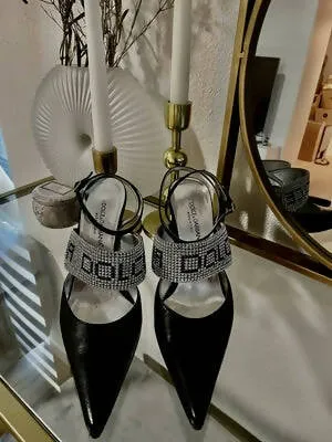 Dolce & Gabbana Crystal Logo Leder High Heels