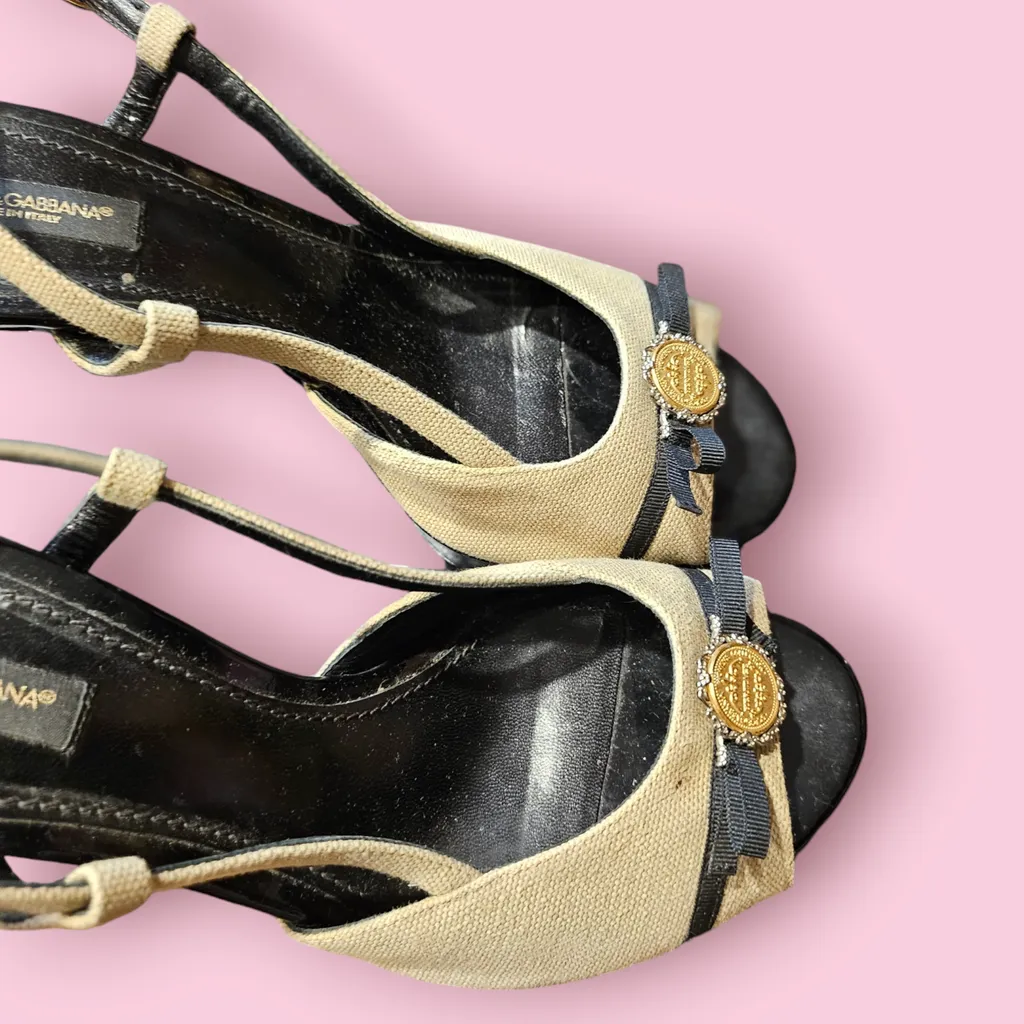 DOLCE & GABBANNA - VINTAGE PLATFORM SLINGBACK HEELS Est. Retail Price $1690