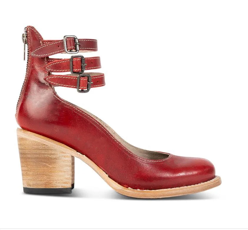 Double-Strap Block Heels | Brown | Vintage and Comfortable