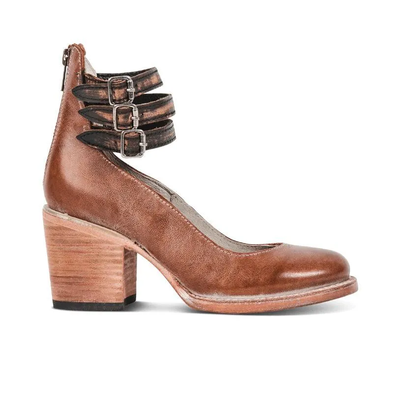 Double-Strap Block Heels | Brown | Vintage and Comfortable