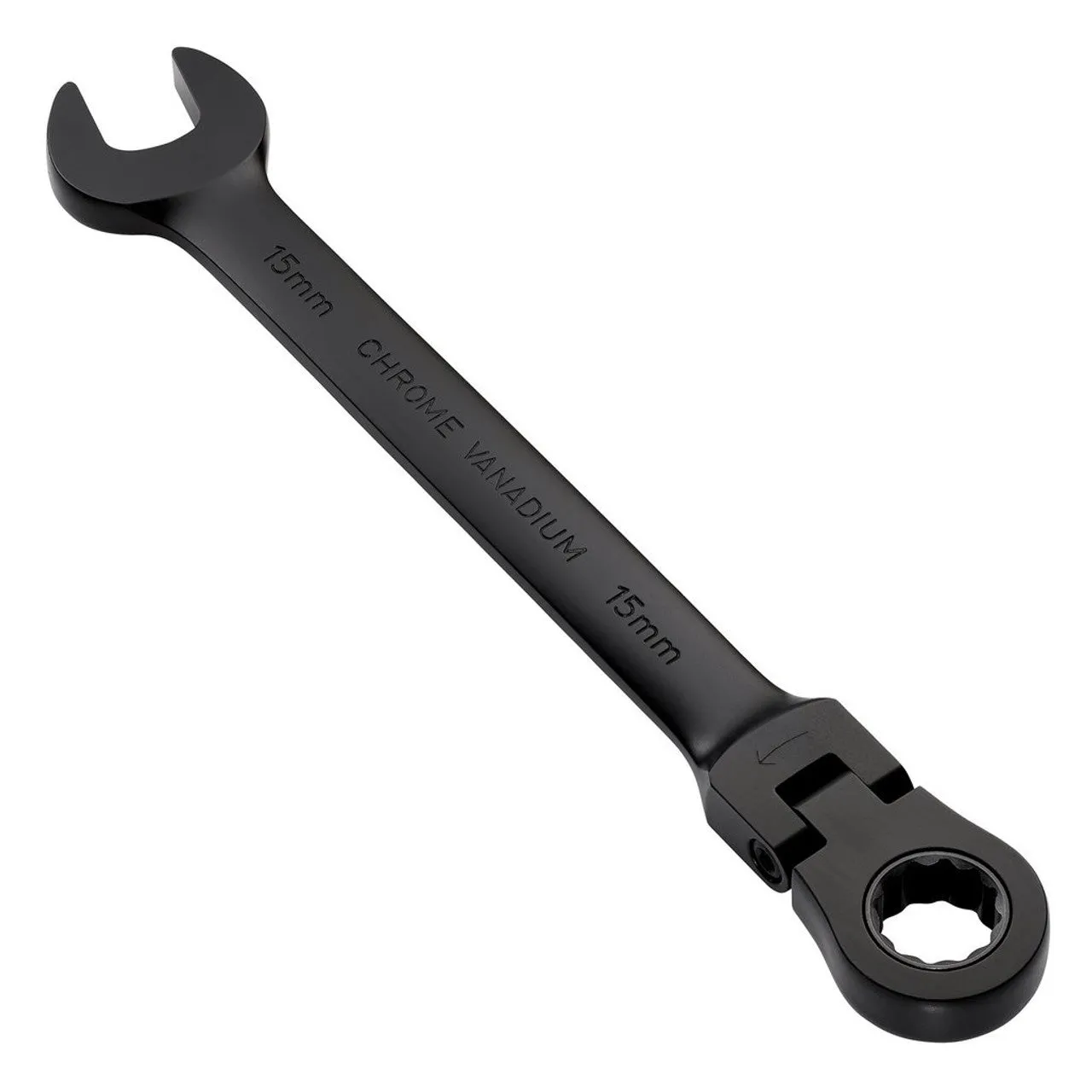 Draper Expert HI-TORQ® Metric Flexible Head Ratchet Combination Spanner, 15mm, Black