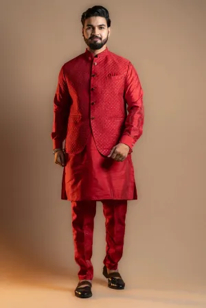 Elegant Red Kurta-pajama Set