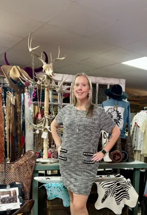 Elegant Tweed Pearl Pocket Mini Dress