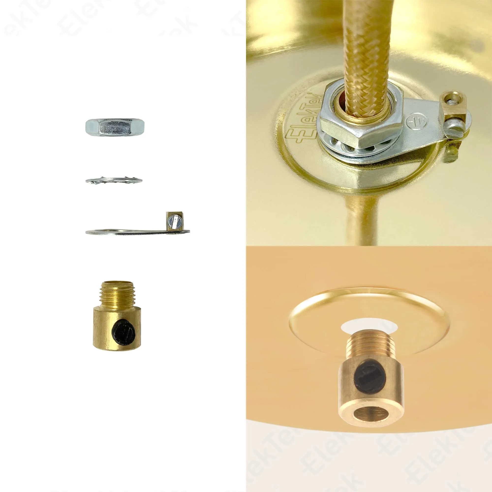 ElekTek 100mm Diameter Convex Ceiling Rose with Strap Bracket and Cord Grip Metallic Finishes Powder Coated Colours