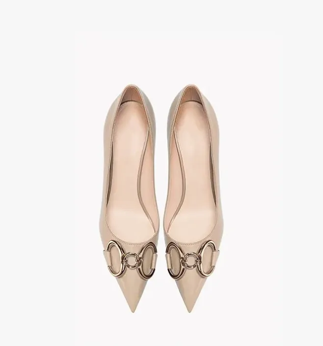 Ellie Leather Nude Heels