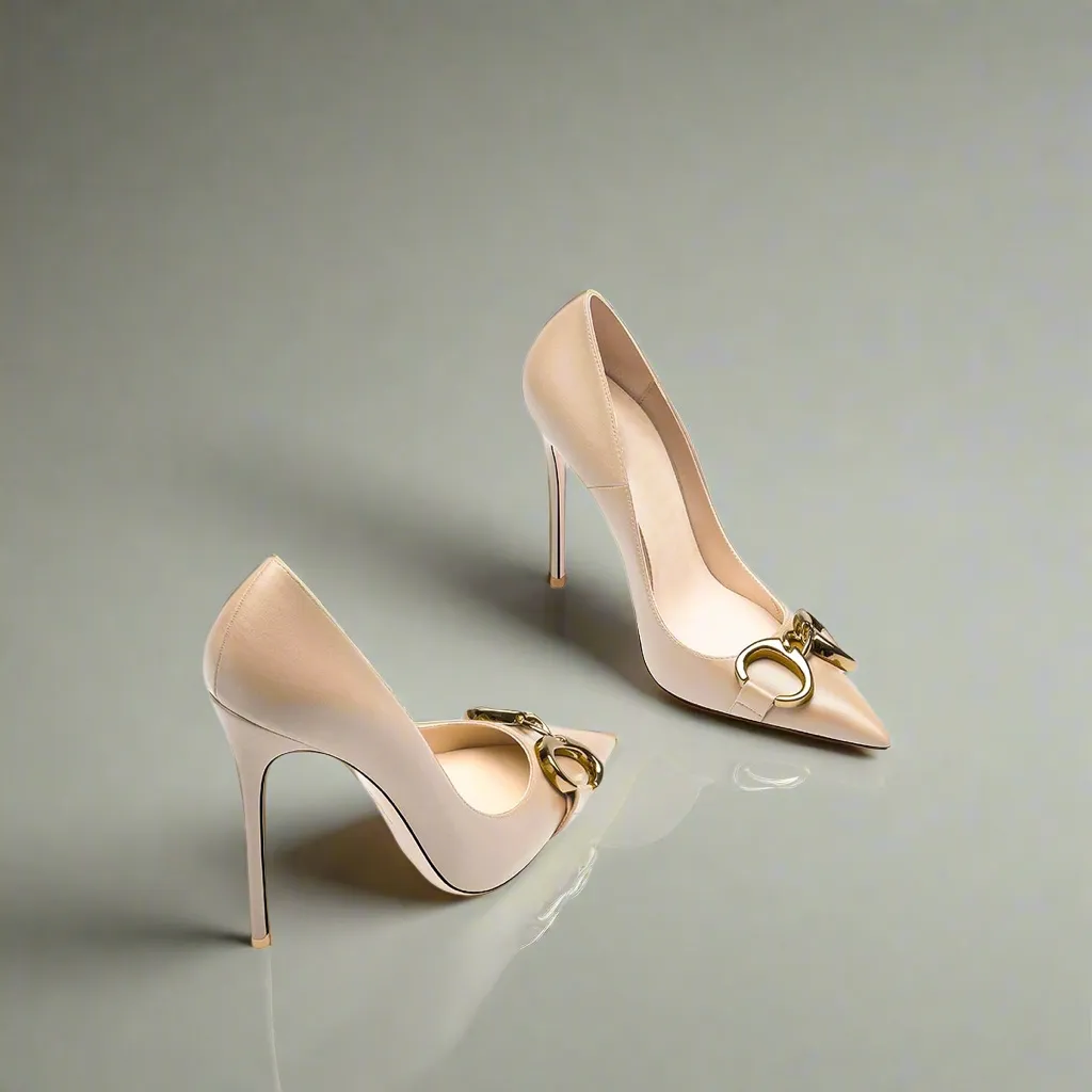 Ellie Leather Nude Heels