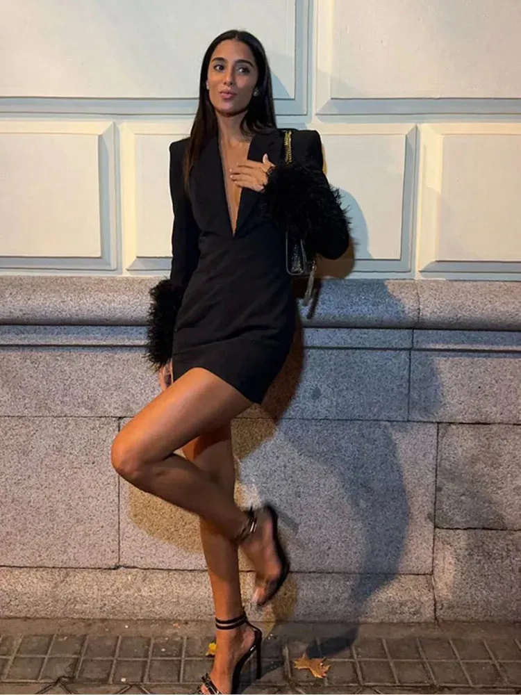 Feather Blazer Dress | Chic & Bold | Evening Elegance