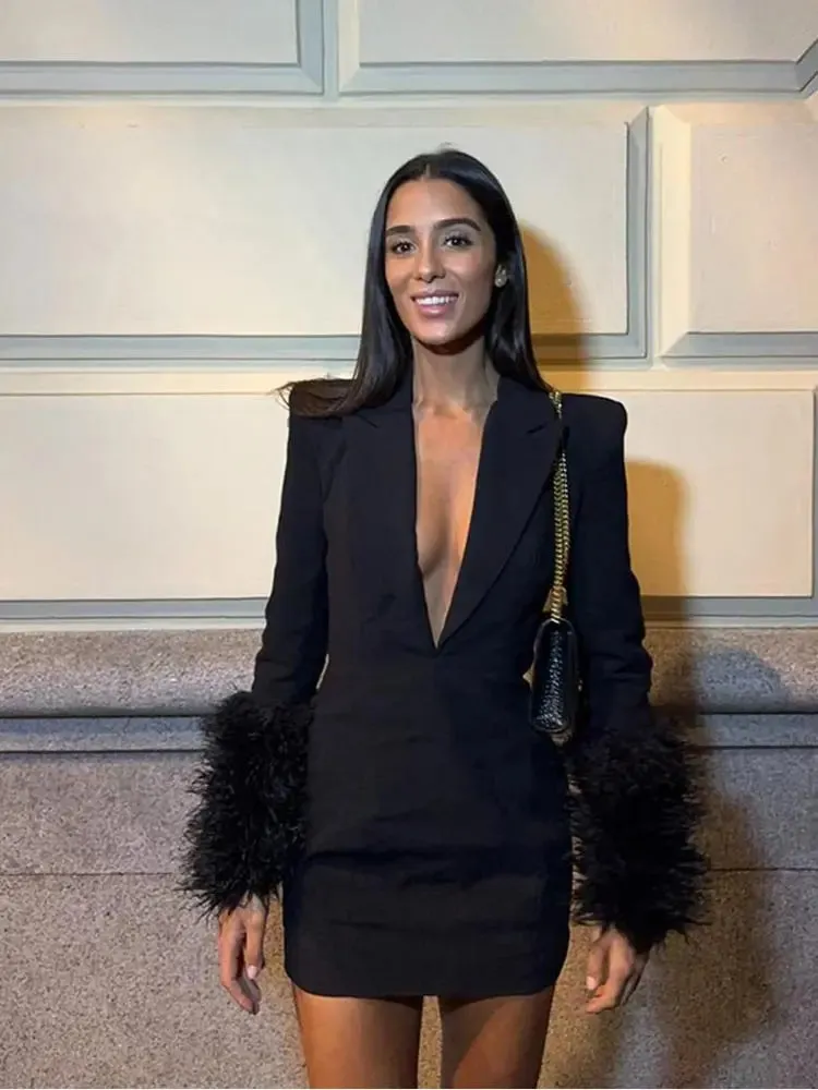 Feather Blazer Dress | Chic & Bold | Evening Elegance