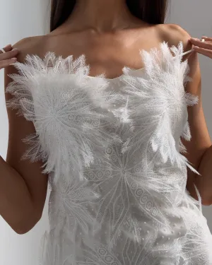 Feathered Elegance Mini Dress