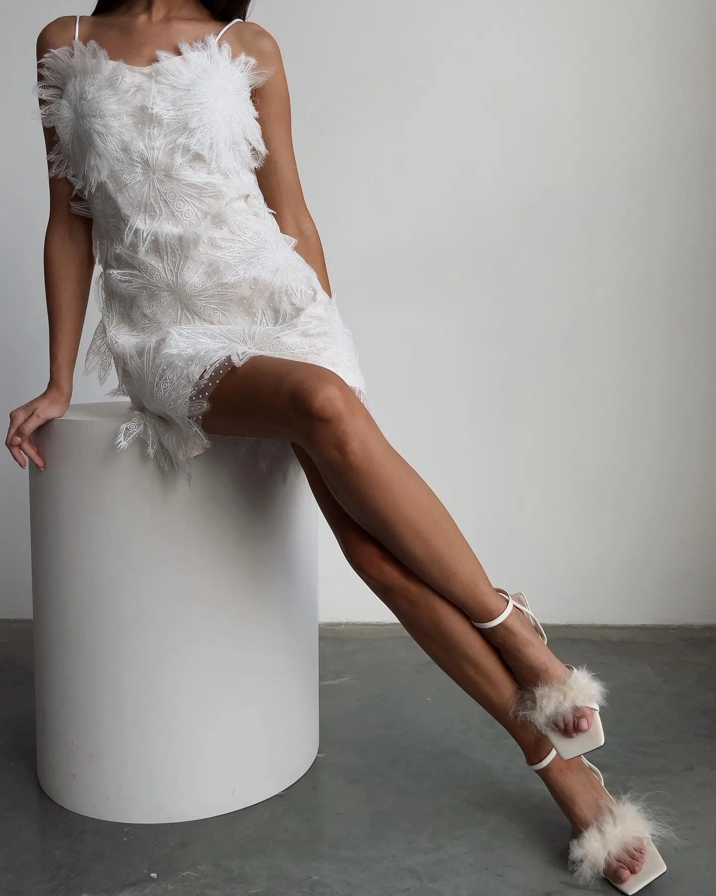 Feathered Elegance Mini Dress