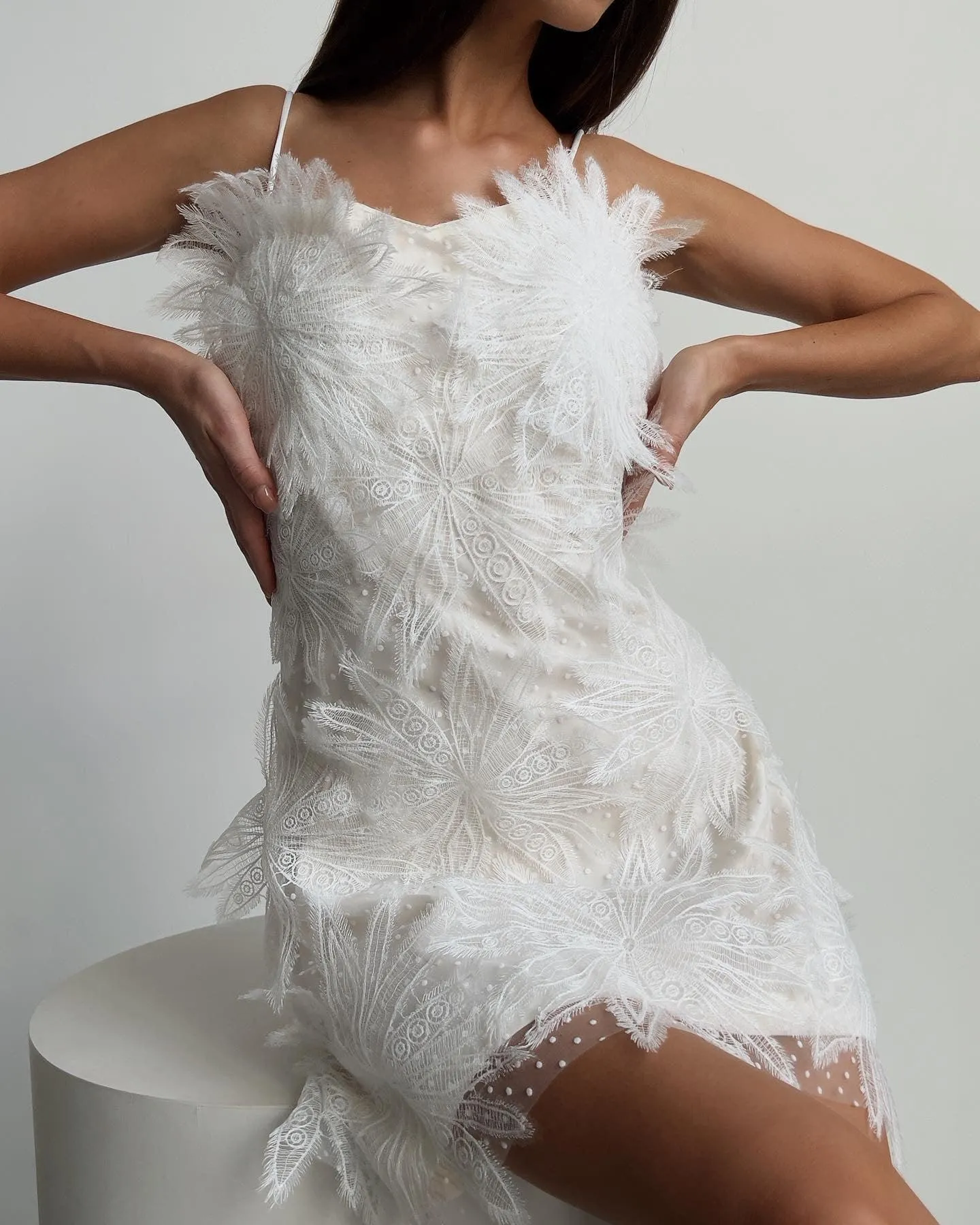 Feathered Elegance Mini Dress