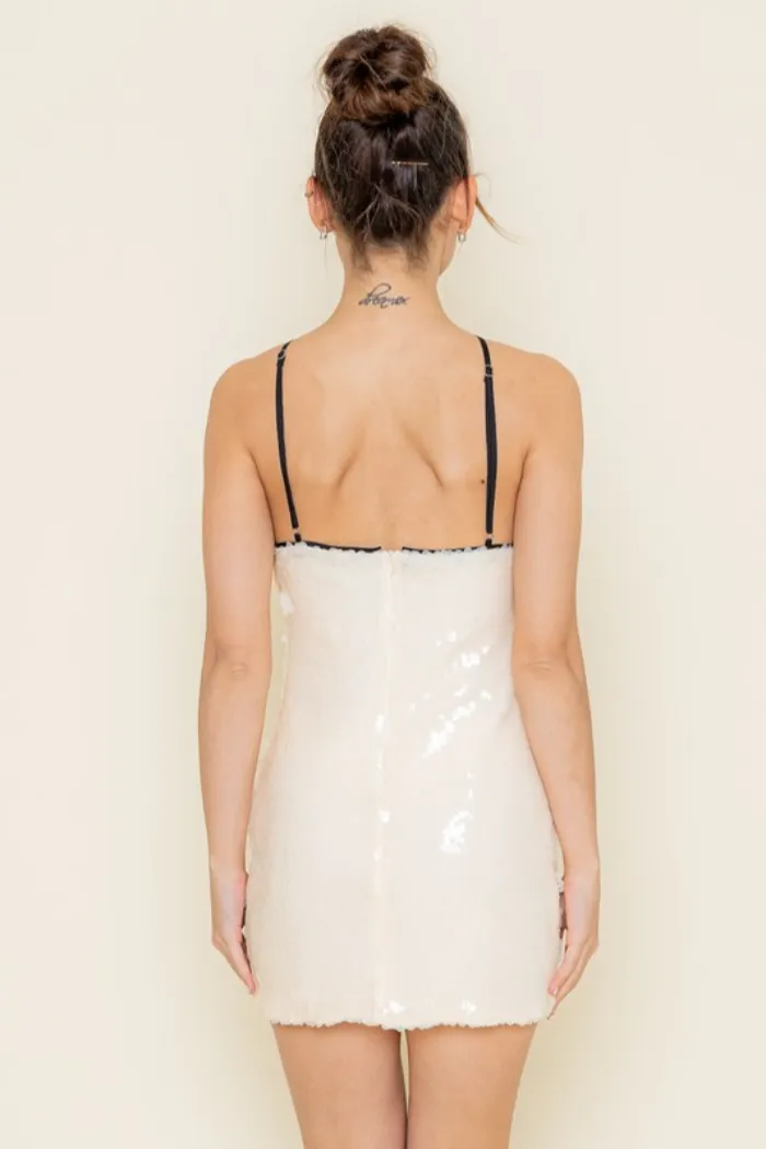 Floral Detail Sequin Dress