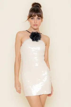Floral Detail Sequin Dress