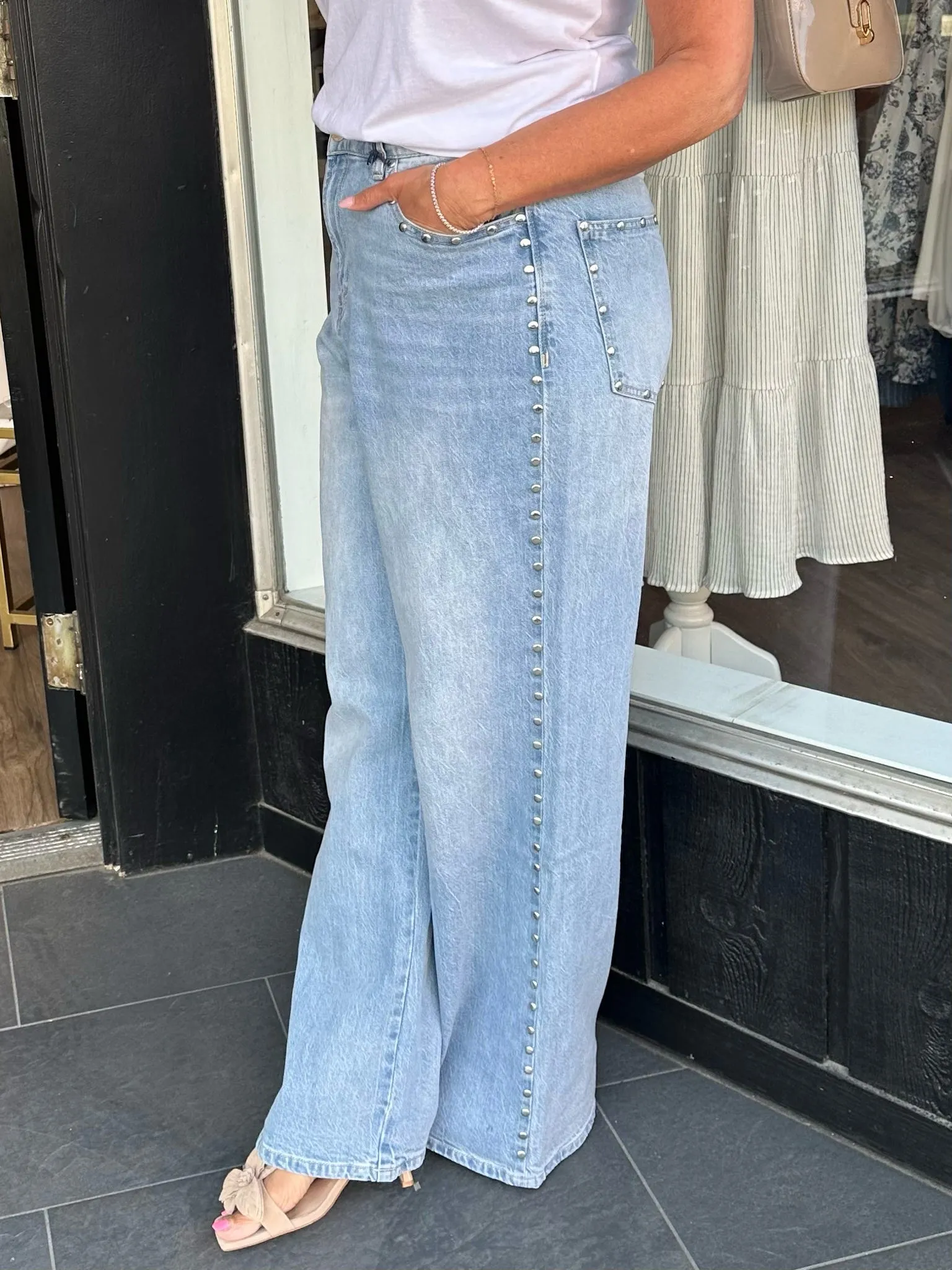 Gemma Studded Wide-Leg Slouch Jean