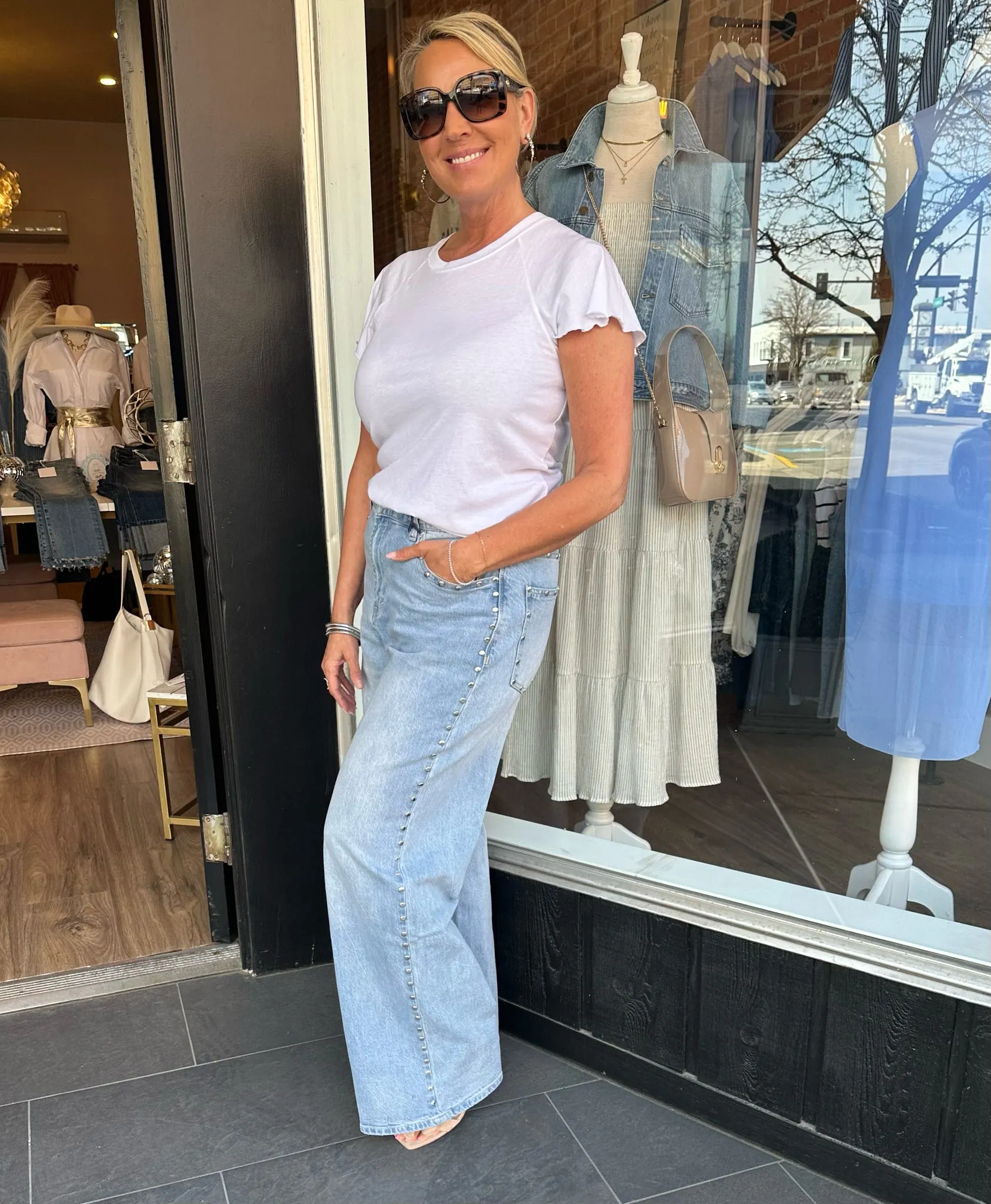 Gemma Studded Wide-Leg Slouch Jean