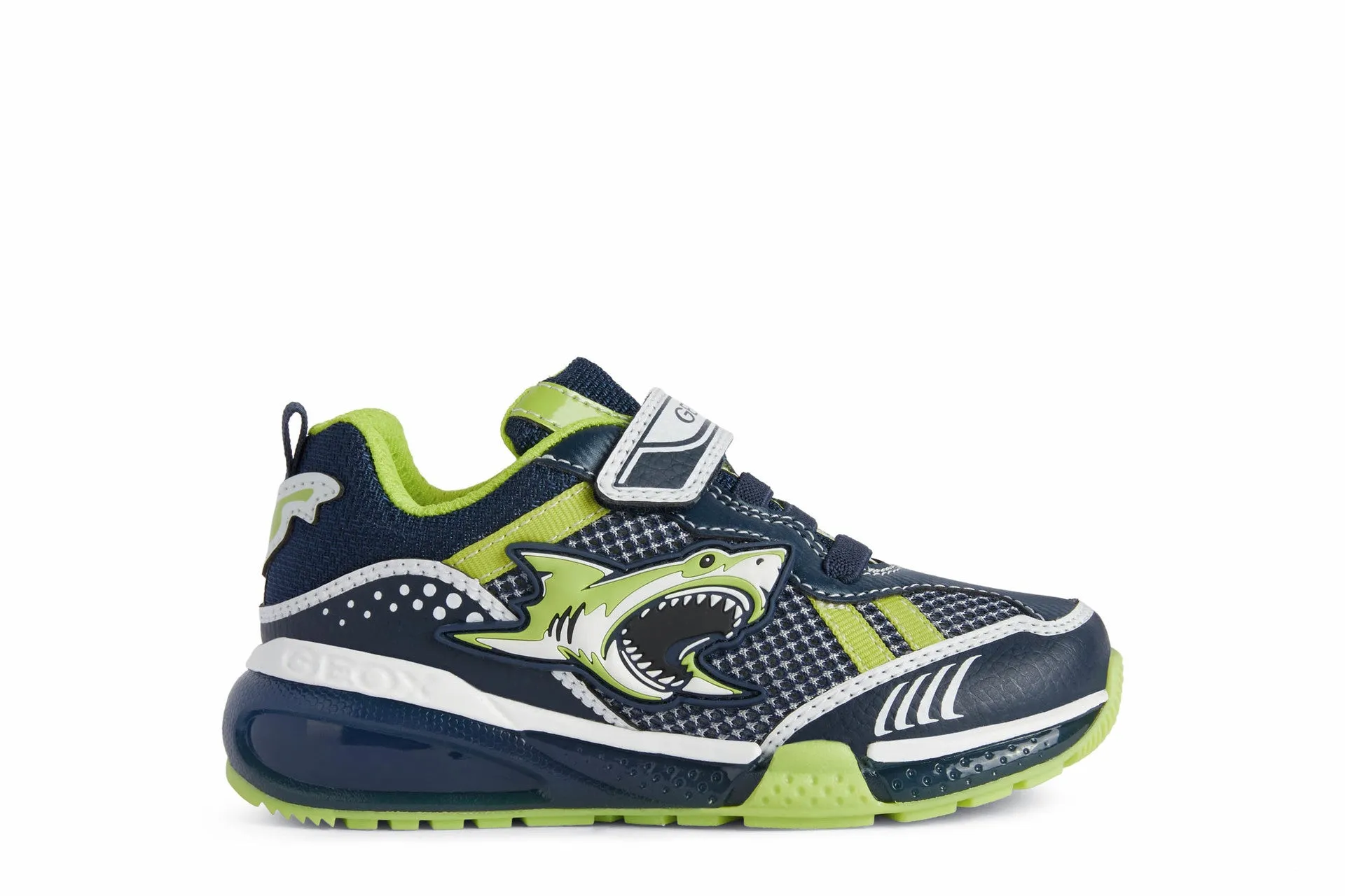 Geox Kids Trainers | Bayonyc | Navy & Lime Shark